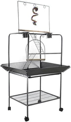 62 Inch Bird Cage with Wooden Perches, Standing Wrought Iron Birdcage with - Image 6
