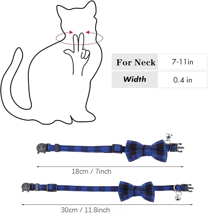 Pink Plaid Bow Kitten Collar - Image 4