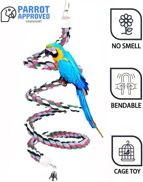 65inch Cotton Bendable Rope Perch Swing Bird Chew Toys Amazon Parrots Cage Toys - Image 2