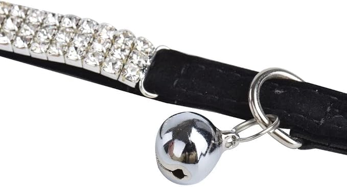 CHUKCHI Soft Velvet Safe Cat Adjustable Collar Bling Diamante - Image 2