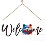 Welcome Sign for Front Door, Welcome Decor Wooden Hanging Sign for Wall Decor by corner+wind