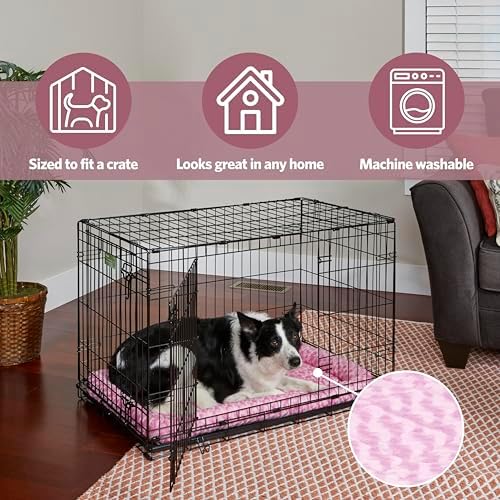 MidWest Homes for Pets QuietTime Fashion XS Dog Bed – Pink Faux Fur Bolster - Image 4