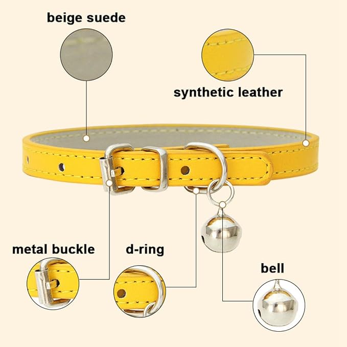 Purple Kitten Collar with Bell, Soft Pu Leather Small Dog Collars Adjustable - Image 4