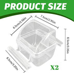 2 Pack Bird Feeders for Cage, No Mess Clear Hanging Parrot Food Bowl, Plastic - Image 2