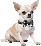 White Plaid Dog Bow Collar - Image 2