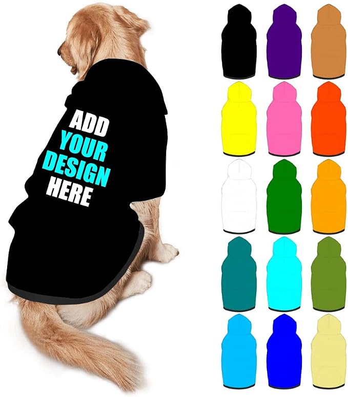 Custom Dog Hoodie Personalized Photo Text Logo Name Dog Clothes, Soft & Warm by Mynvzrk
