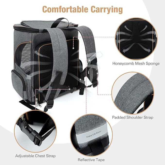 Large Cat Backpack Expandable Pet Carrier Backpack, Lekereise Dog Backpack - Image 3