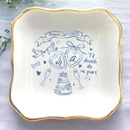Personalized Ring Dish Engagement Gift, Engaged Ring Holder, Custom Wedding by Anniversaree