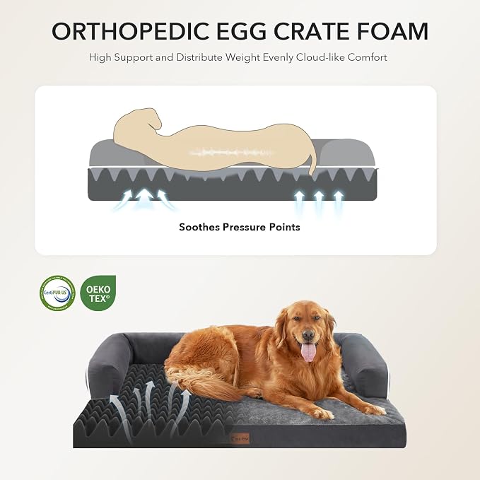Orthopedic Dog Beds for Extra Large Dogs, Waterproof Egg Crate Foam XL Dog Bed - Image 2