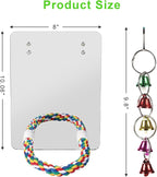 10.6" Bird Mirror with Rope Perch Bird Toys Swing, Comfy Perch - Image 2