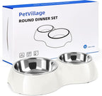 Double Dog Bowls Set – Non-Slip Pet Food & Water Dishes by Petvillage
