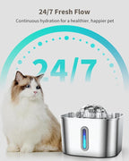 Cat Water Fountain Stainless Steel, 2.2L/74oz Cat Fountain - Image 4