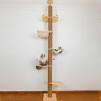 Floor to Ceiling Cat Tree Height Adjustable Cat Tower 5 Tier Hemp Scratching by TQEW