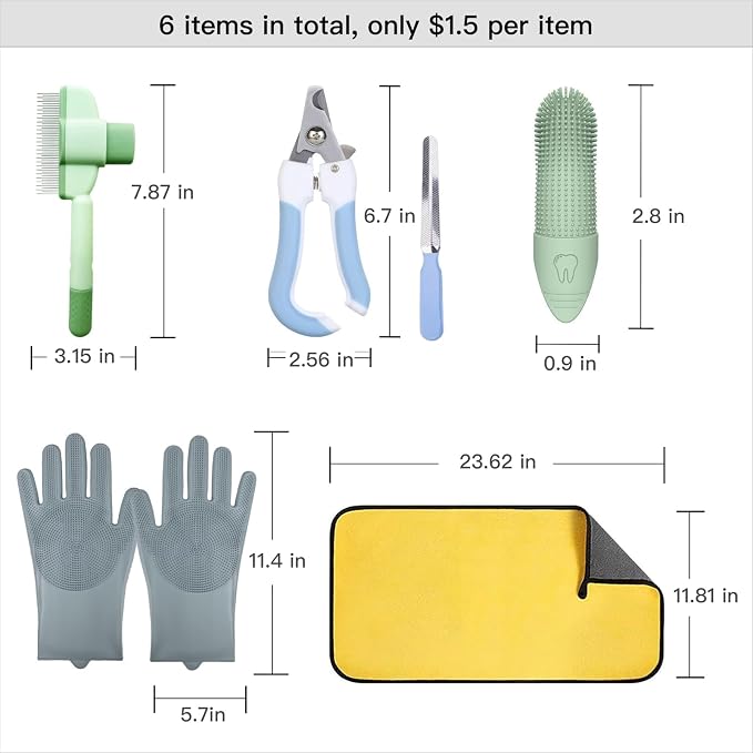 Cat&Dog Grooming Kit-6PCS for Cat Flea Comb, Dog Brush For Shedding, Pet Nail - Image 9