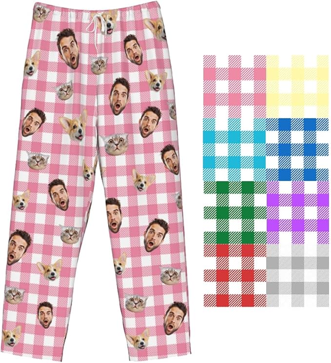 Custom Pajamas Pants Plaid Personalized Funny PJ Pant Design by YourCustomGiftsChoice
