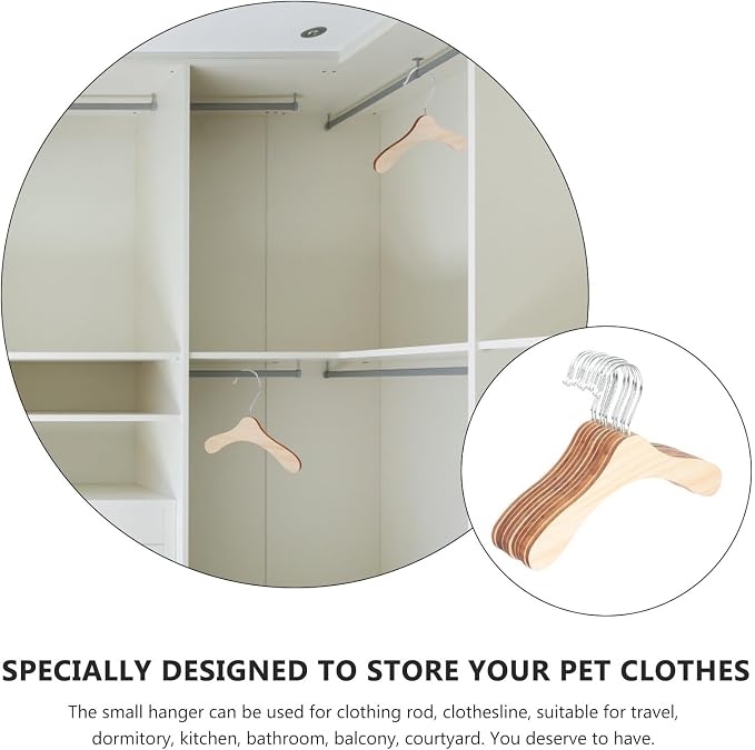 10pcs 8.66-inch Wear-Resistant Wooden Pet Hangers - Image 8