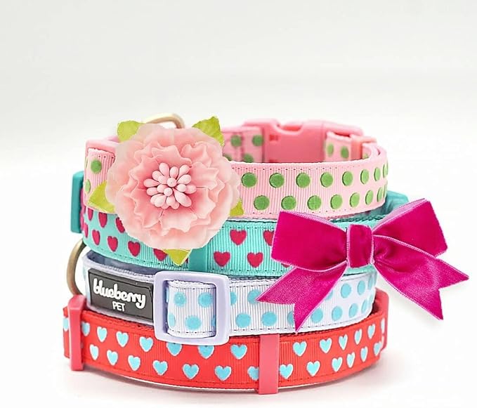 Blueberry Pet Flocking Dog Collar, Small Girl Dog Collar - Image 3