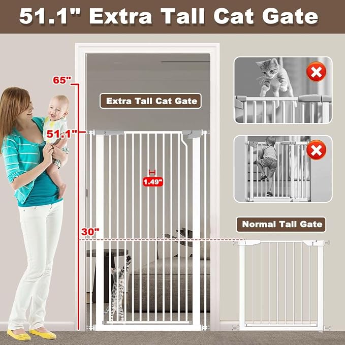 Fairy Baby 51.18" Extra Tall Cat Gate - Image 3