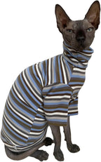 Vintage Stripes Sphynx Hairless Cats Shirt Cotton Cat Turtleneck Pet Clothes - Image 2