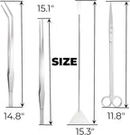 Hiceeden 4 Pcs 15 Inch Long Aquarium Aquascape Tools, Stainless Steel - Image 2