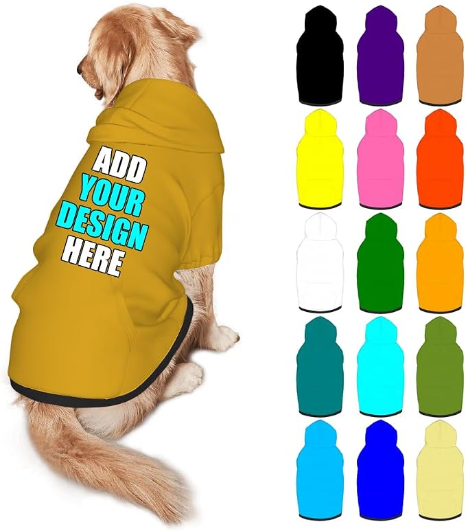Custom Dog Hoodie Personalized Photo Text Logo Name Dog Clothes, Soft & Warm by Mynvzrk