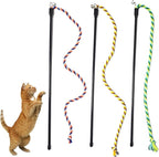 KABASI 3PCS Cat String Wand Toys, Colorful Interactive Cats Teaser Wand by KABASI