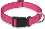 Reflective Dog Collar with Buckle Adjustable Safety Nylon Collars by BOOMIBOO