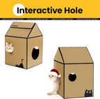 Cardboard Cat House with Scratch Pad & Catnip, Cat Play Scratching House - Image 3