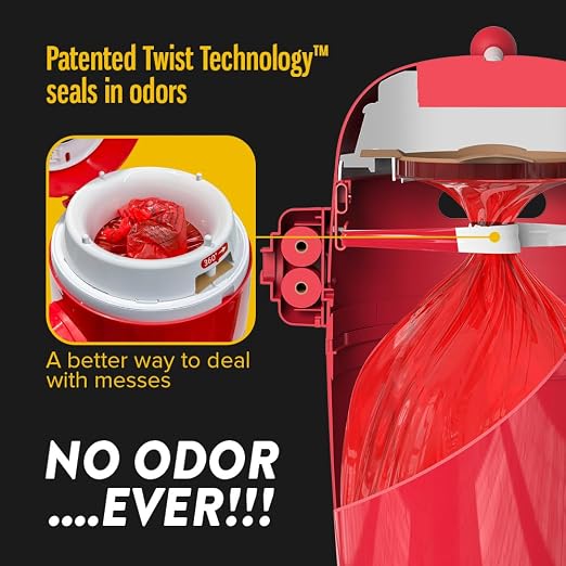 Red Rocket Pets Dog Poop Trash Can Large Doggy Twist'R Pack, 12x Refills Bags - Image 3