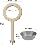 KATUMO Bird Perch Bird Feeding Cup Parrot Wood Perch Stand Toy Bird Cage - Image 2