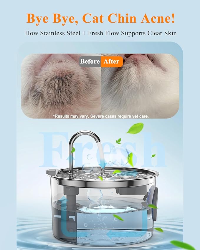 Cat Water Fountain Stainless Steel, 3.2L/108oz Automatic Pet Drinking Dispenser - Image 5