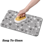 Dog Food Mat, Absorbent Water Bowl Mats Cat Pet Feeding Placemats Light Gray 24 - Image 4