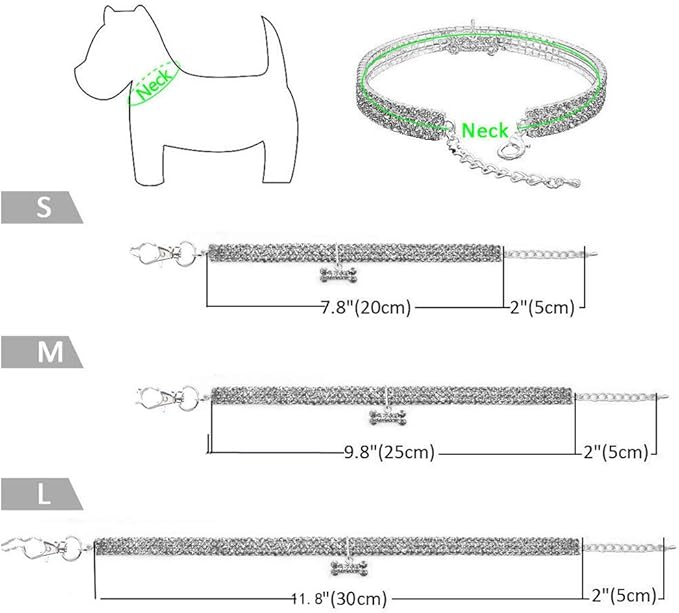Pet Collar with Diamonds, Adjustable Crystal Diamond Elastic Heart Claw Pendant - Image 4
