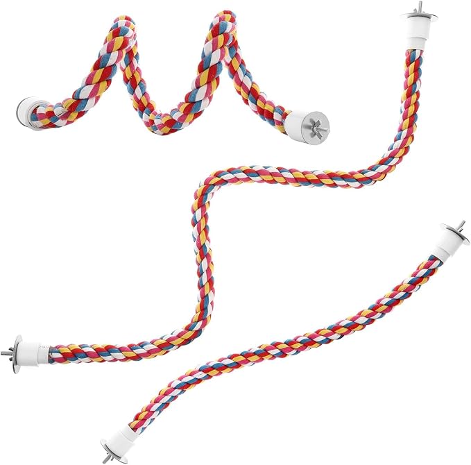Bird Rope Perches, Parrot Toys 48 inches Rope Bungee Bird Toy - Image 4