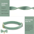 Soft Corduroy Cat Collar, Plaid Pattern, - Image 5