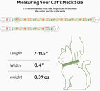 2 Pack Cotton Breakaway Cat Collar Beige and Green Flowers Pendant Cute Kitten - Image 3