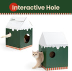 Cardboard Cat House with Scratch Pad & Catnip, Cat Play Scratching House - Image 4