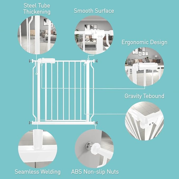 WAOWAO Baby Gate 29.13-33.82" Extra Wide Pressure Mounted Walk Through Swing - Image 2