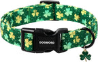 DOGWONG St Patrick's Day Dog Collar-Cute Green Clovers Dog Collars, Adjustable by DOGWONG