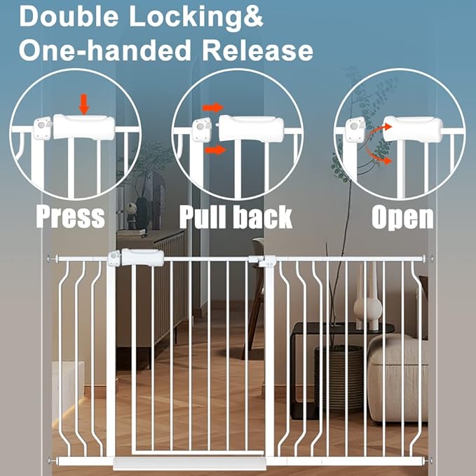 Extra Wide Baby Gate 38.5-43.5 Inch Walk Through Pressure Mounted No Drill - Image 3