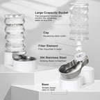 RIZZARI Gravity Dog Water Dispenser: 8L Large Auto-Refill Stainless Steel Pet - Image 3