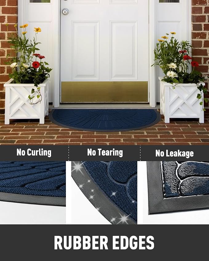tchdio Door Mat Outdoor Indoor Entrance Doormat-Semicircular Durable Rubber Non - Image 4
