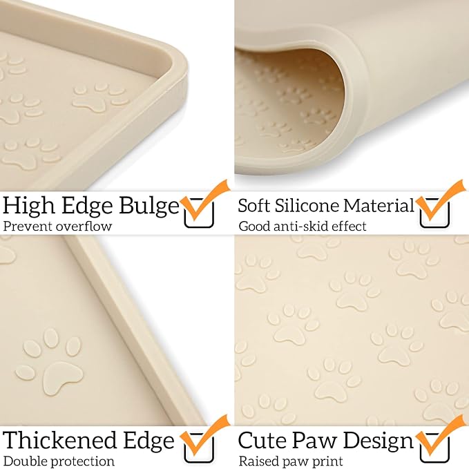 Ptlom Pet Placemat for Dog and Cat, Waterproof Non-Slip Silicone Feeding Bowl - Image 4