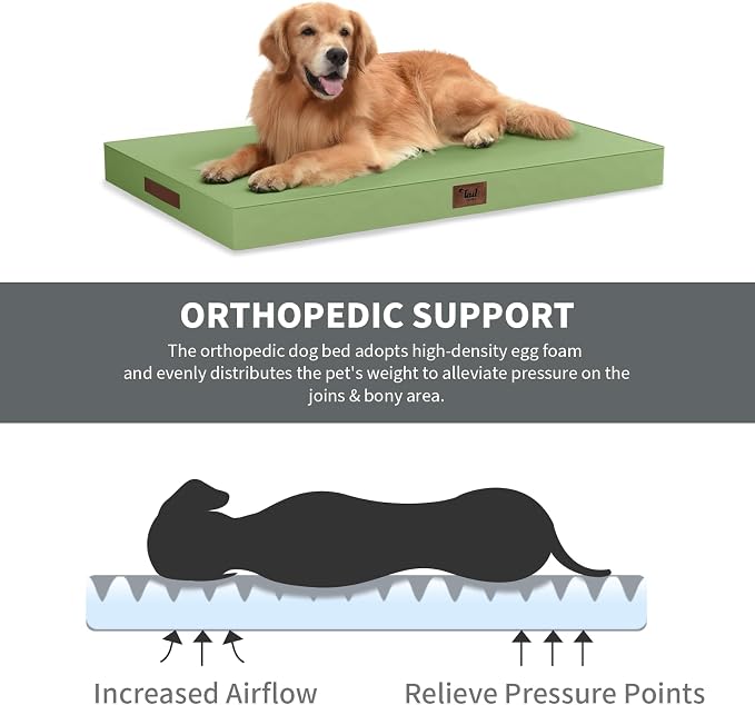 Outdoor Dog Bed for Medium Dogs, Waterproof Dog Crate Mat Orthopedic Egg Crate - Image 3