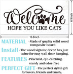 Welcome Sign for Front Door, Welcome Decor Wooden Hanging Sign for Cats Lover - Image 2
