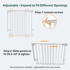 Cumbor 29.2–43" Baby Gate for Stairs, Wall-Mounted, Expandable No Bottom Bar - Image 3