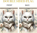 Cat Garden Flag 12x18 Inch Double Sided Outdoor Yard Banner White Cat - Image 3