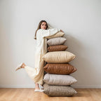 Oversized Neutral Decorative Leather Pillow Cover Pack of 2, - Image 4