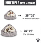 ShinHye Cat Bed Round Plush Fluffy Hooded Cat Bed Cave, Cozy - Image 7