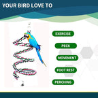 94.4inch Length Colorful Cotton Bendable Rope Perch Swing Bird Chew Toys Amazon - Image 5